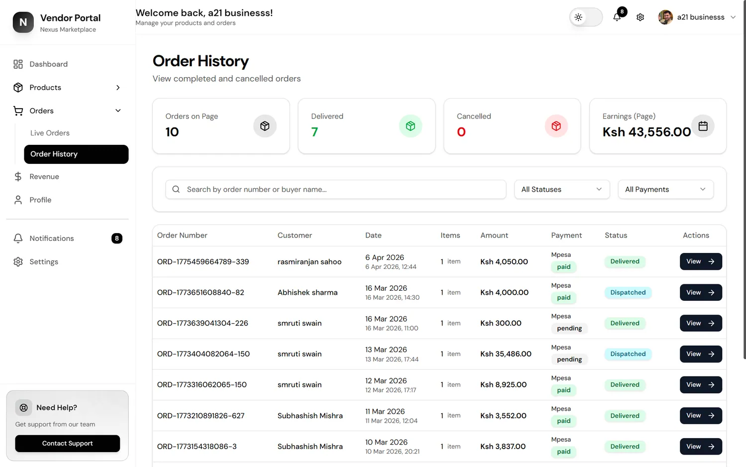 Vendor Dashboard screenshot 7